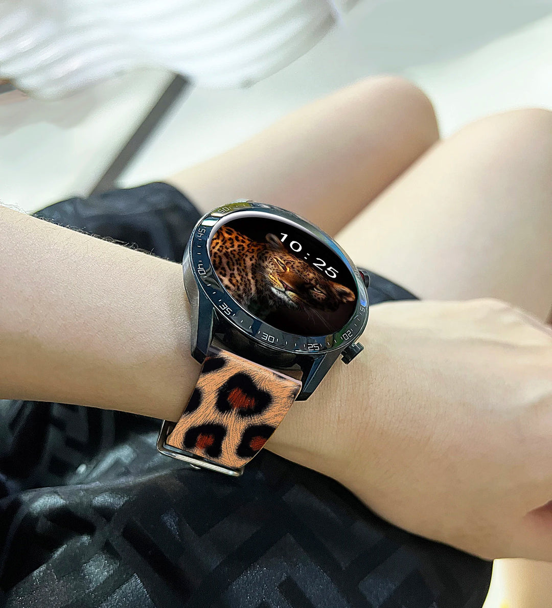 Leopard Print Leather Watch Band 20/22mm (Quick Release)