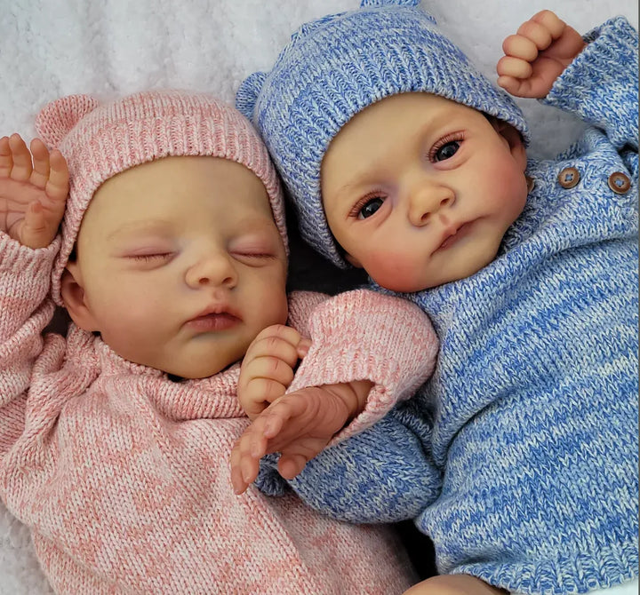 19″ Lily & Irys Lifelike Reborn Twins – Hand‑Painted Hair & Soft Cloth Body