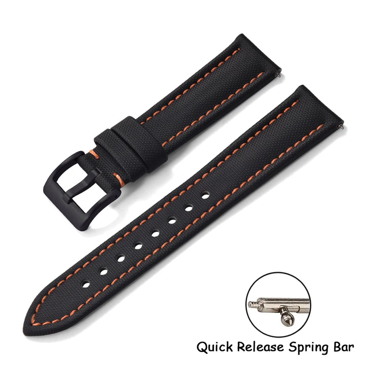 Universal Sailcloth Watch Band 18mm 20mm22mm Sailcloth Leather Strap Qucik Release Bracelet Accessories for Omega for Seiko Belt