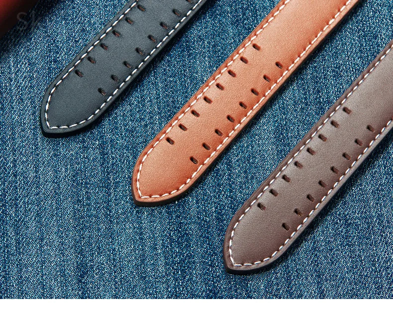 Double Row Hole Leather Watch Strap 20/22mm for Hamilton & Seiko