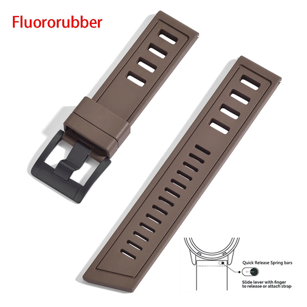 New Design SOFO Fluororubber FKM Watch Strap 20mm 22mm Waterproof Quick Release Watchbands For Each Brand Diving Watches