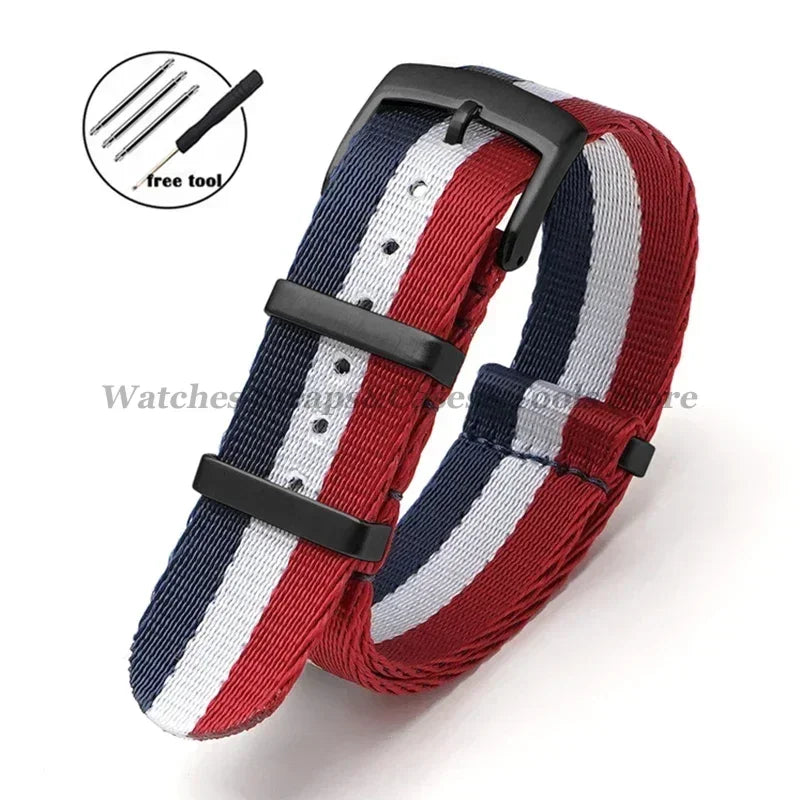 Nylon Watch Strap for Omega 007 for Seamaster 300 Canvas Watchband 18mm 20mm 22mm 24mm for Seiko Men Sport Bracelet Wrist Band