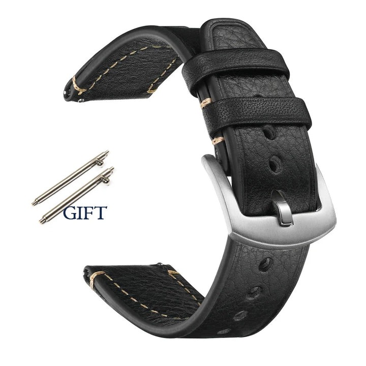Retro Genuine Leather Watch Strap – 18-22mm for Seiko SNXS79 & Rolex Oyster