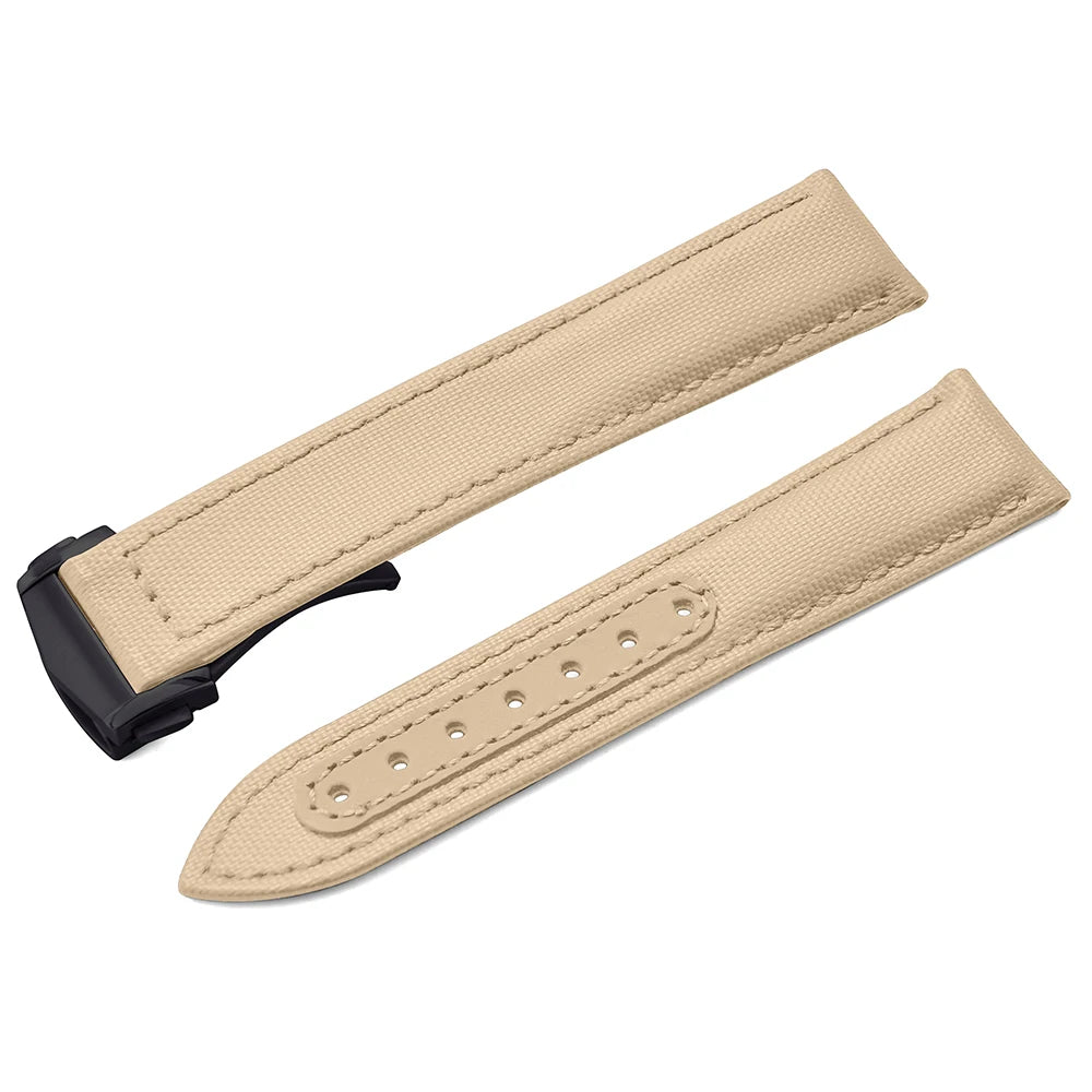 Sailcloth Nylon Watch Band 20mm 22mm Leather Sailcloth Strap For Omega Seamaster  Swatch Folding Buckle Band Universal Bracelet
