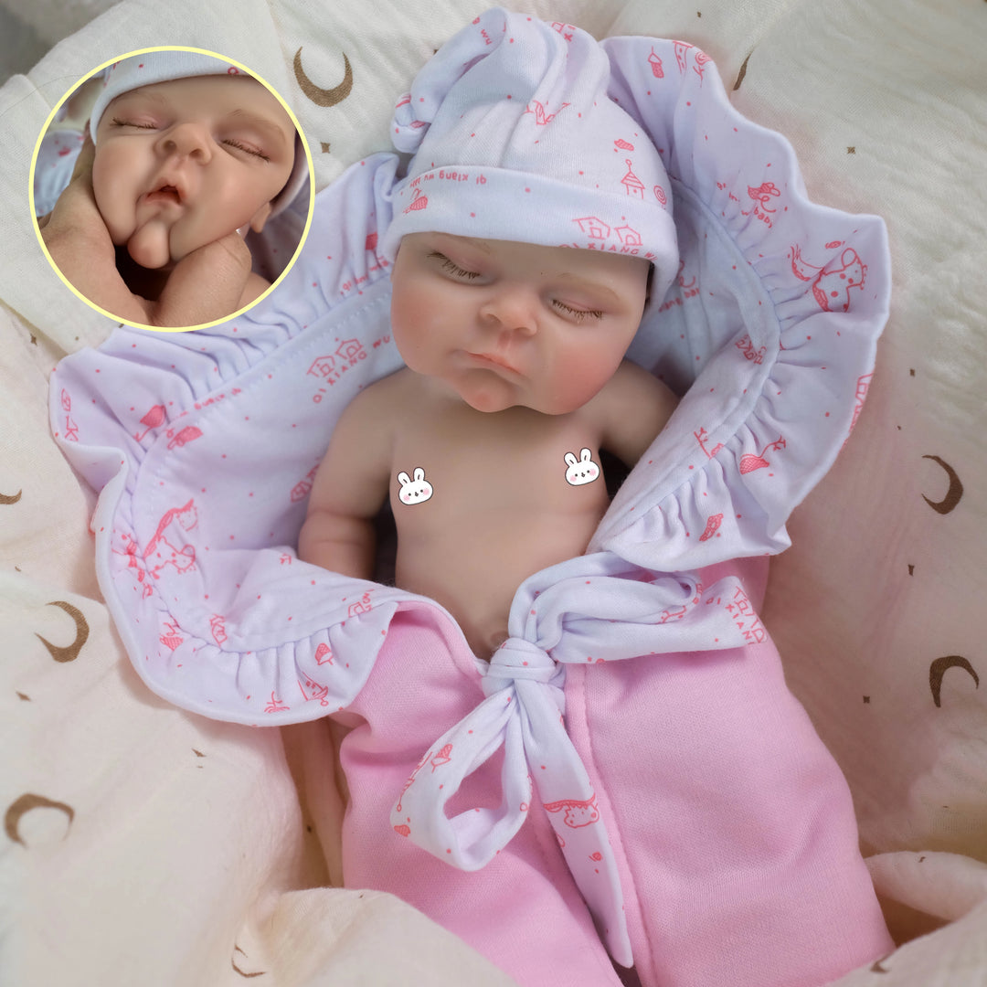 12″ Peach Mini Silicone Reborn Girl Doll