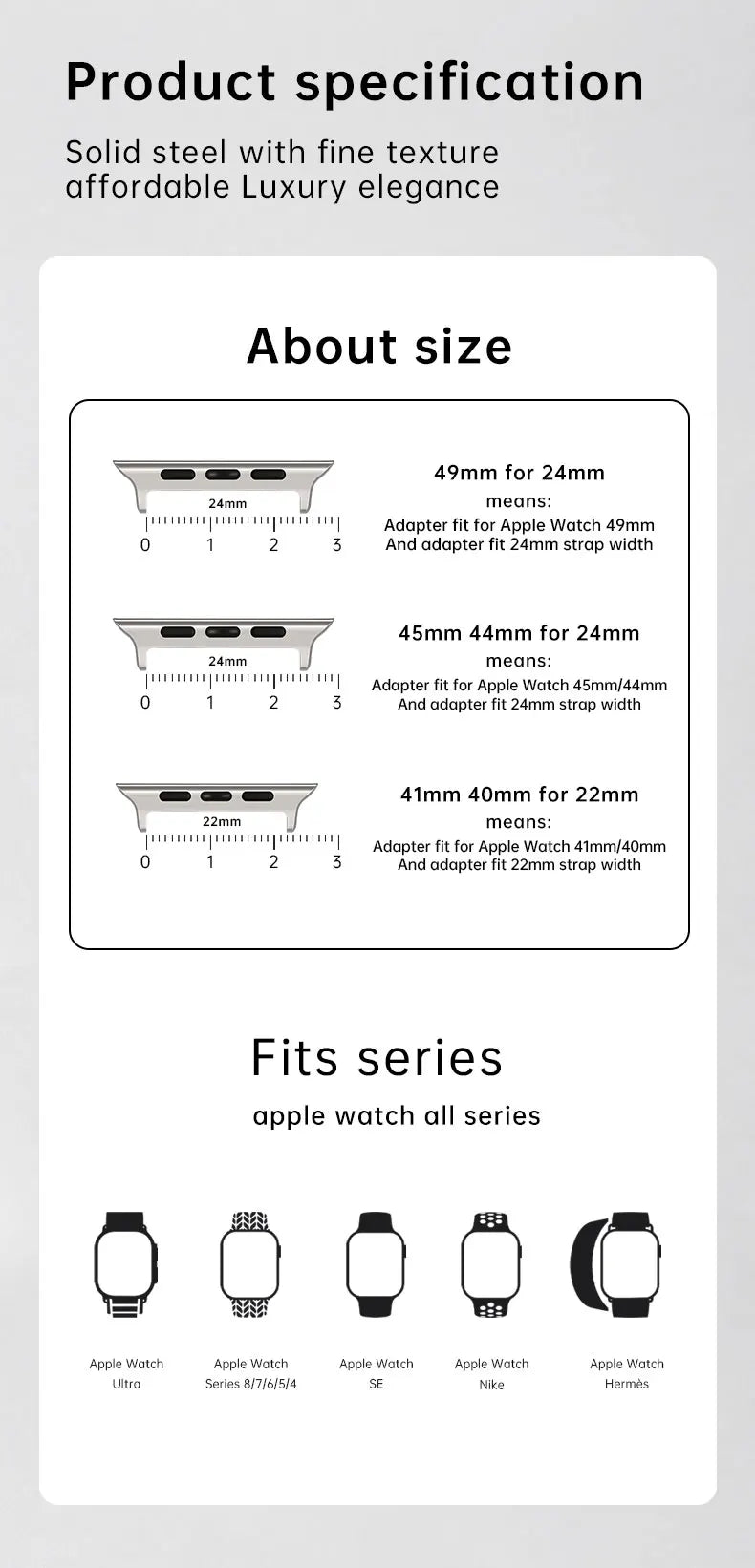 2pcs Ultra 2 Series 10 Apple Watch Strap Stainless Steel Adapter For 49mm 46mm 42mm 45mm 44mm 41mm 40mm Connector