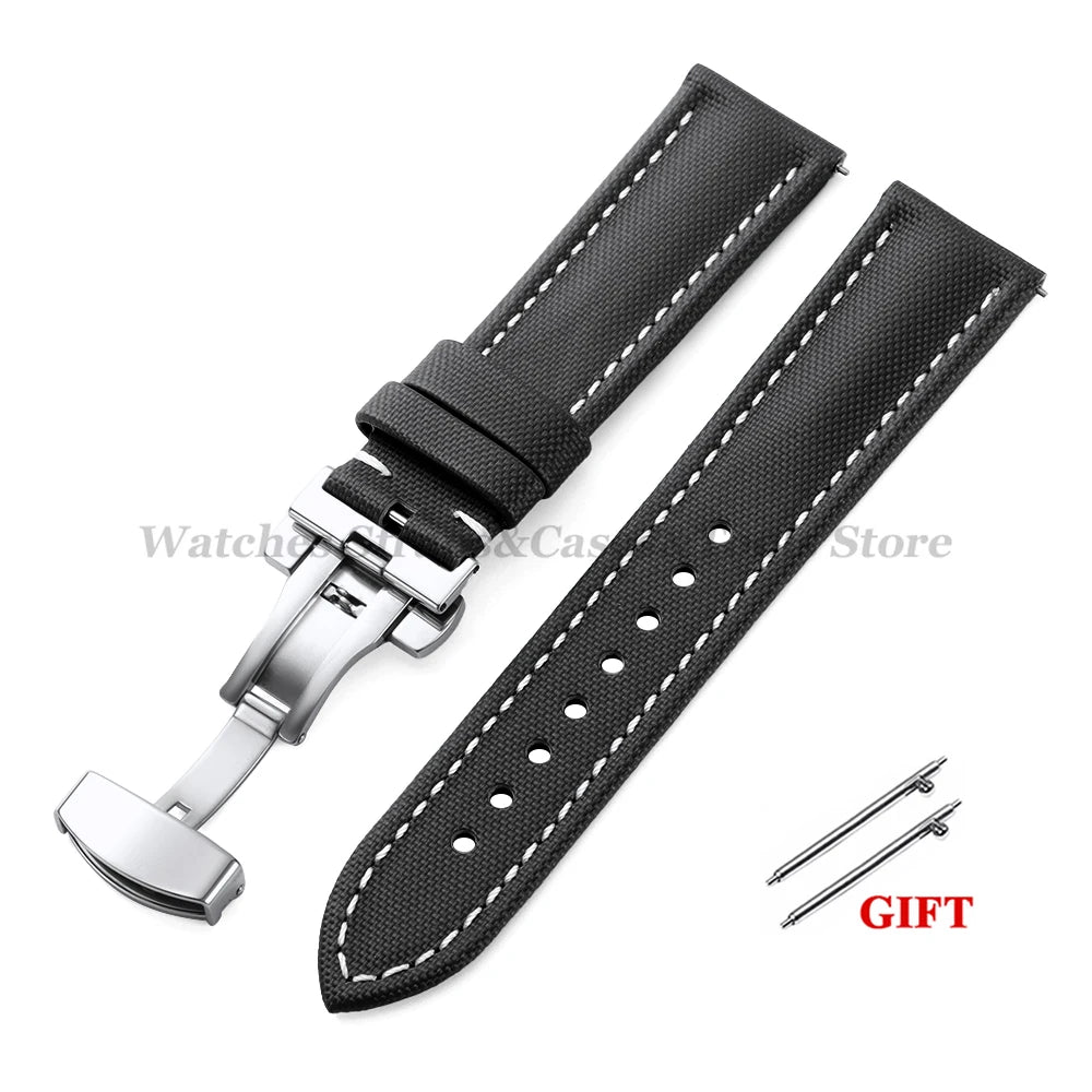 Sailcloth Nylon Watch Strap 18–22mm (Butterfly Buckle)