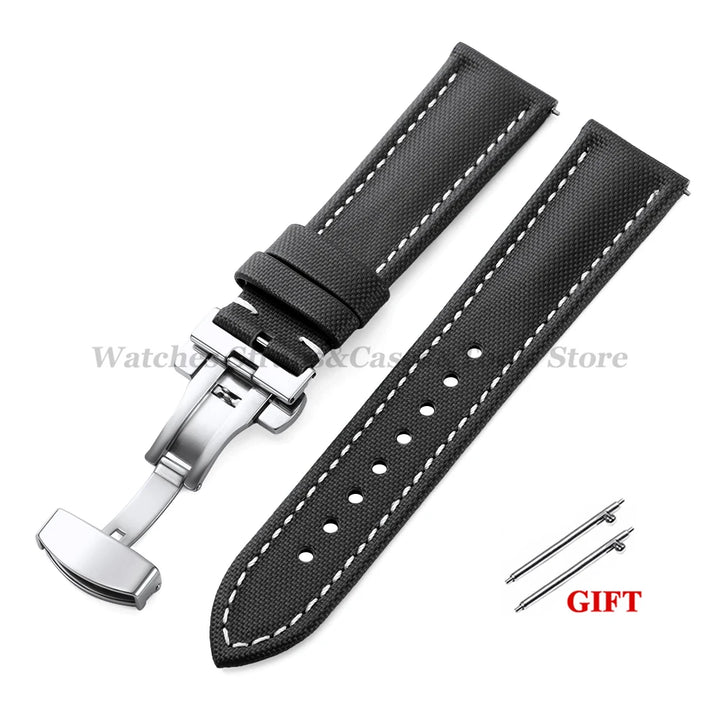 Sailcloth Nylon Watch Strap 18–22mm (Butterfly Buckle)