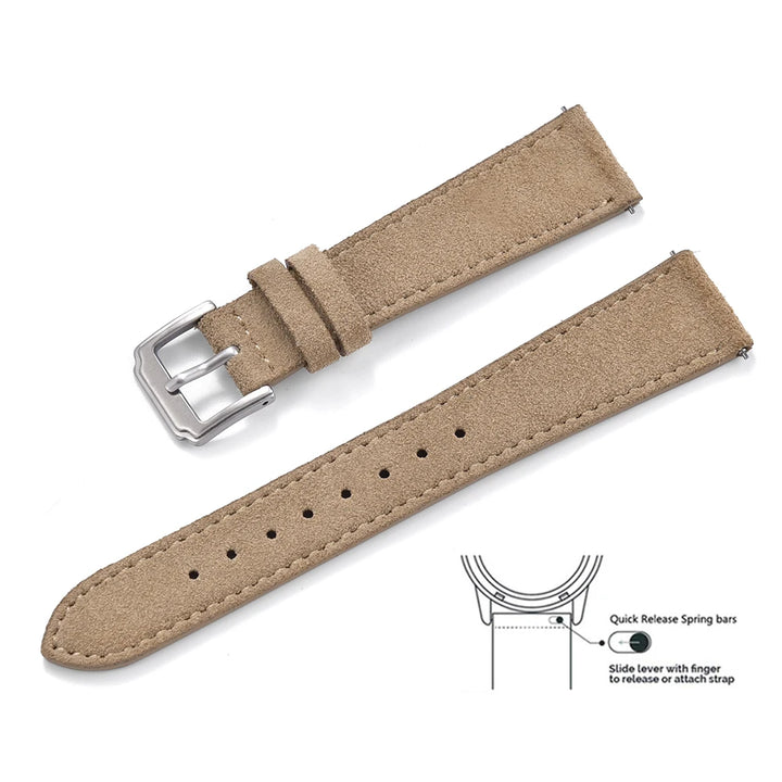 Premium Grade Quick Release Suede Leather Watch Strap Vintage Classic Leather Watchbands 18mm 19mm 20mm 22mm