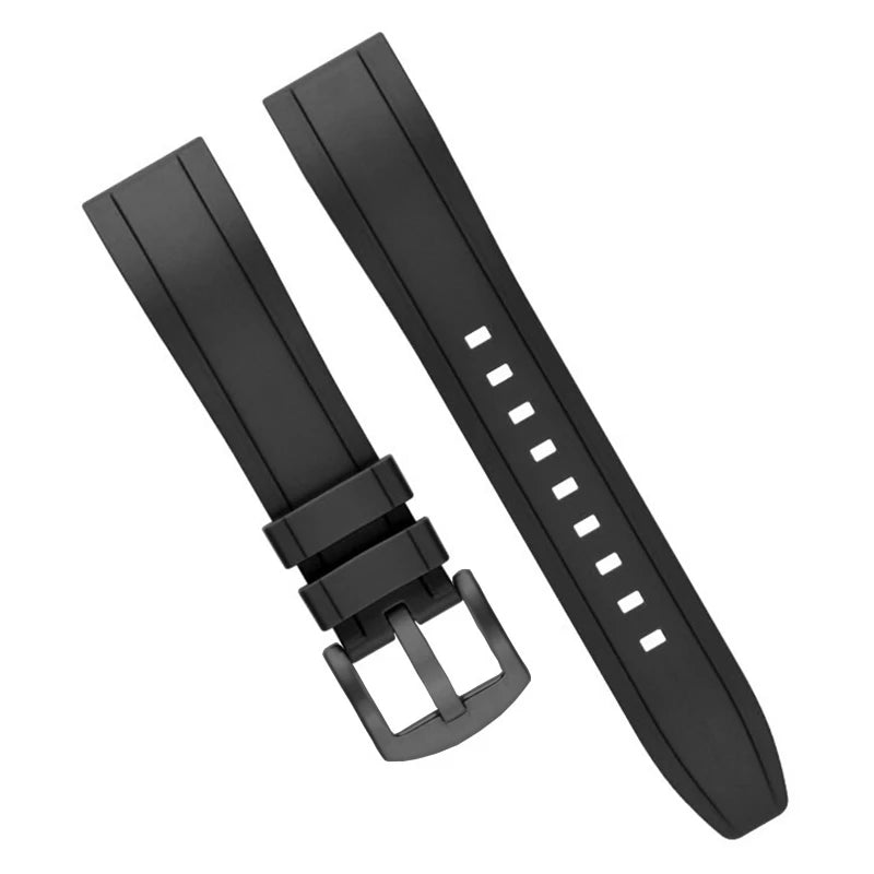 Silicone Sport Watch Strap – 20–24mm Quick-Release (Black/Green)