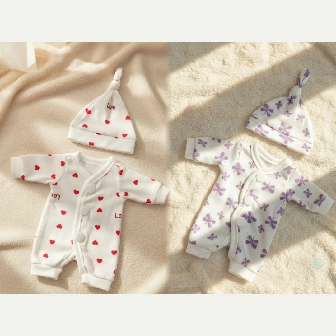 4‑Style Romper Outfits for 8–9″ Newborn Dolls