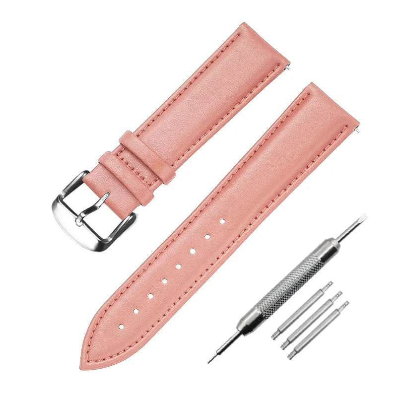 Soft Leather Watch Strap 8–24mm for Men & Women (Purple, Green, Blue)