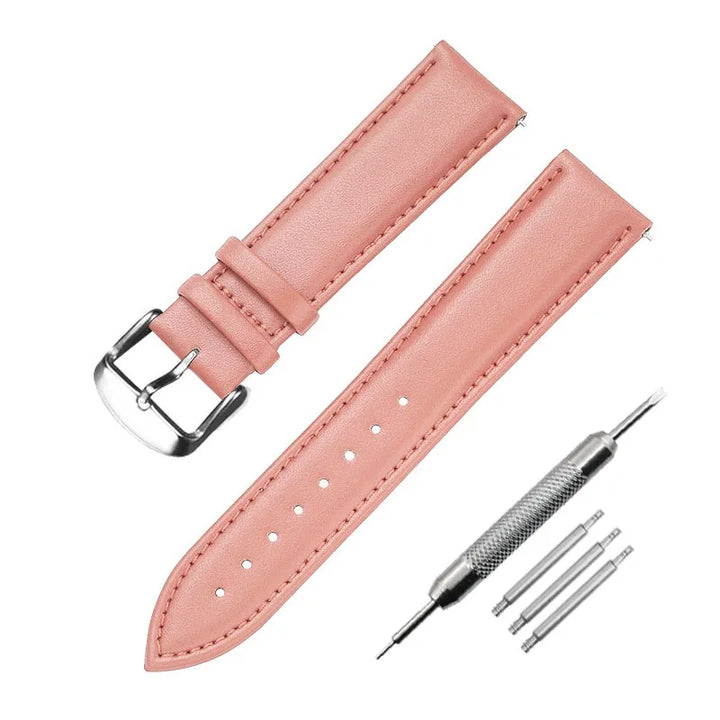 Soft Leather Watch Strap 8–24mm for Men & Women (Purple, Green, Blue)