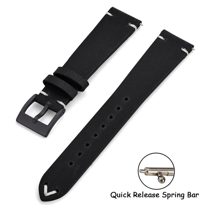 Crazy Horse Vintage Leather Quick-Release Watch Strap (18-22mm)