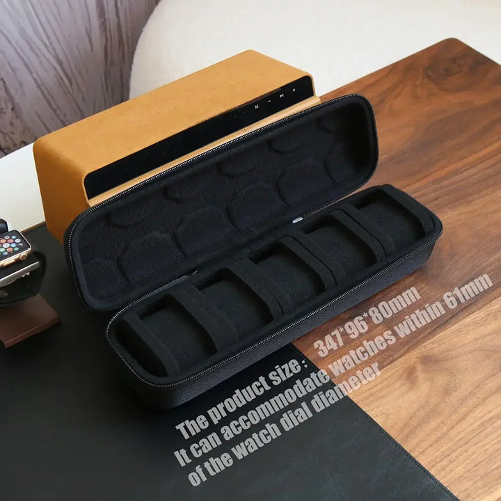 JUELONG Black Elegant Watch Box Organizer Portable Travel Case For Men and Women Ideal For Wristwatches & Smart Watches Collect