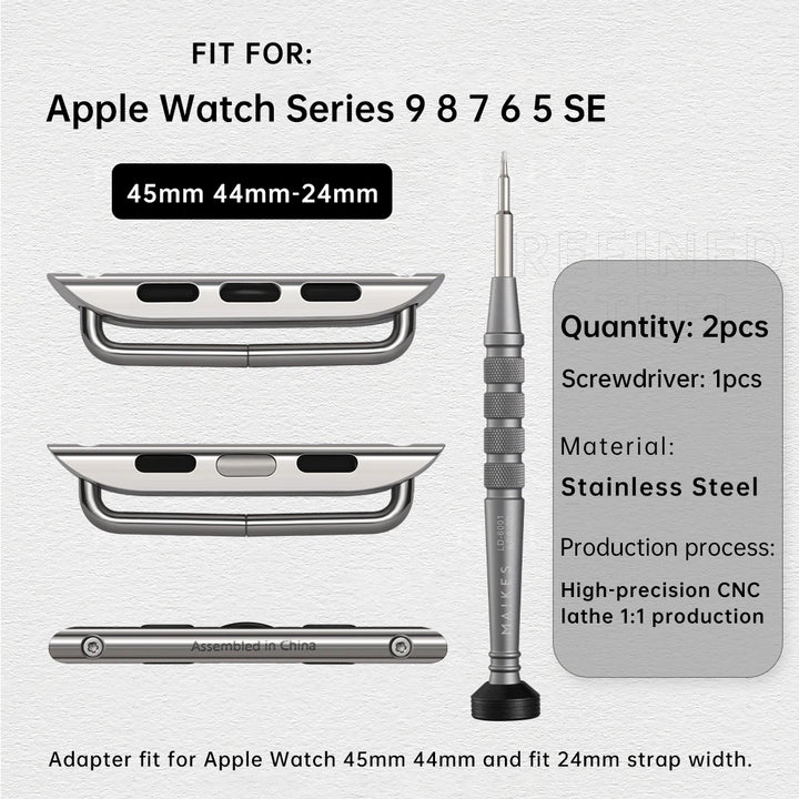 2pcs Stainless Steel Adapter For Apple Watch Ultra 2 49mm Strap, Series 9 8 7 SE 45mm 44mm 41mm 40mm Apple Watch Band Connector