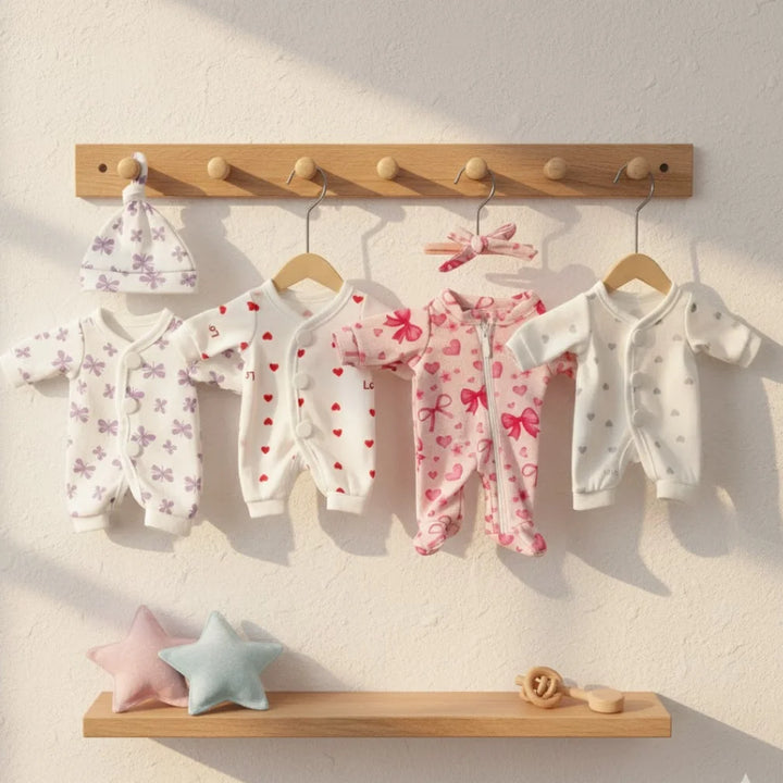 4‑Style Romper Outfits for 8–9″ Newborn Dolls