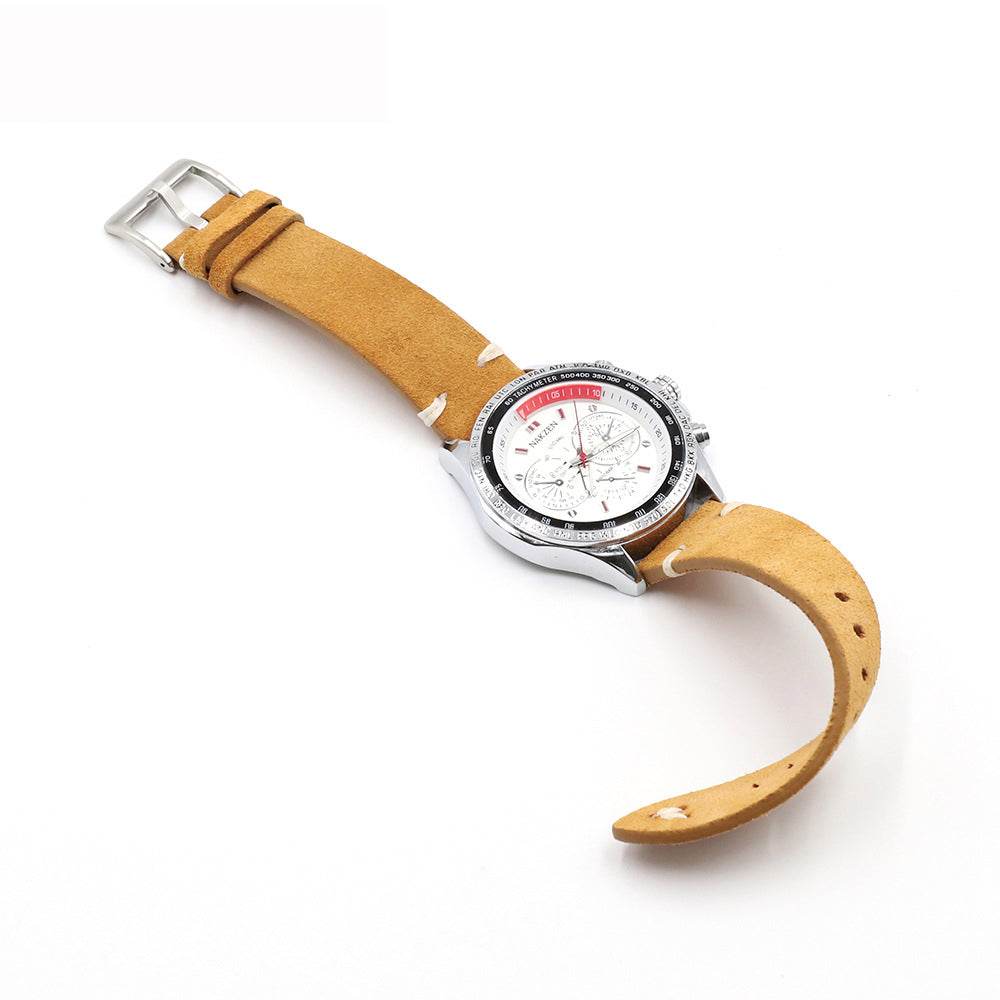 Vintage Suede Leather Watch Strap (Handmade Stitching)