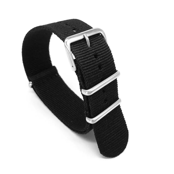 Black Woven Nylon Watch Strap 16–24mm Military Style