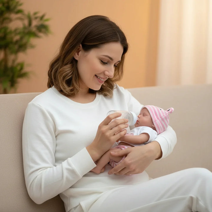 NPK 12inch Lifelike Reborn Doll Loulou Awake Super Soft Solid Platinum Silicone Flexible Elastic Mouth Can Open