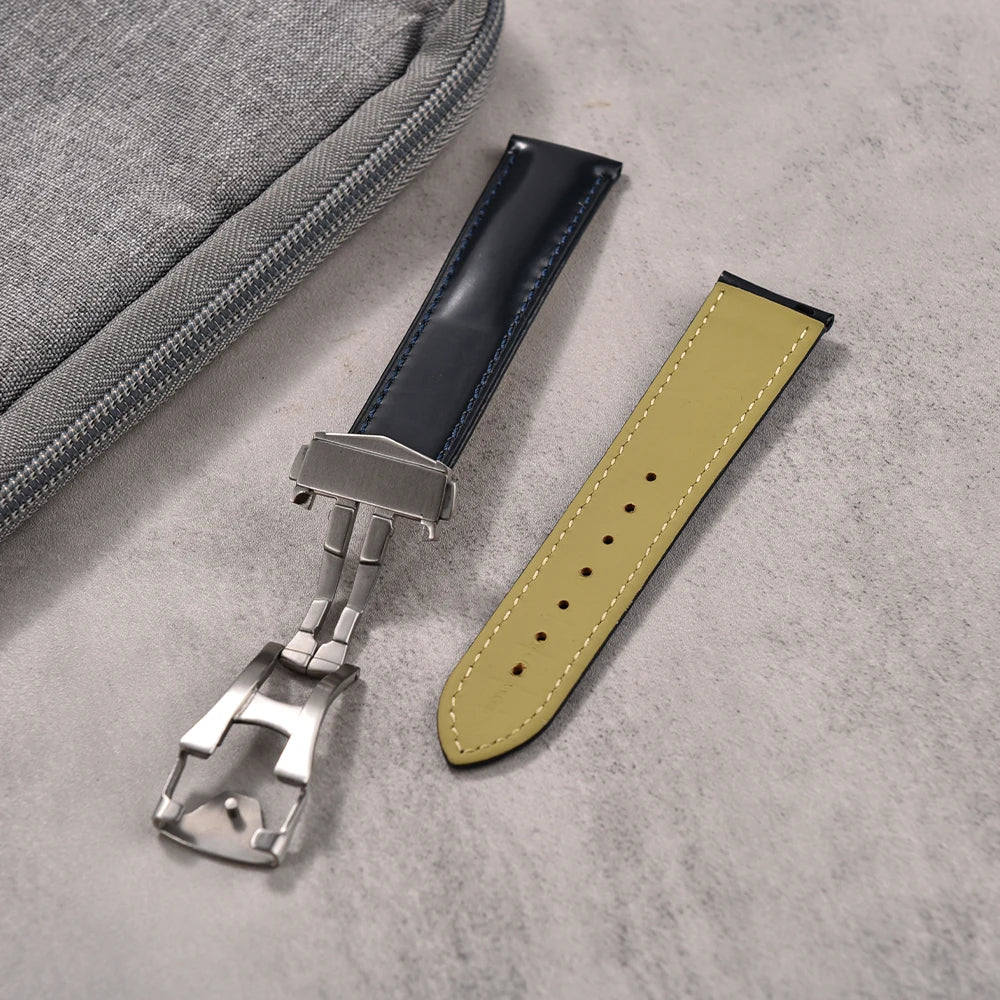 Premium Grade Smooth Surface Leather Watch Bands Perfect Fit Flat End Universal Quick Release Watch Strap 19mm 20mm 21mm 22mm