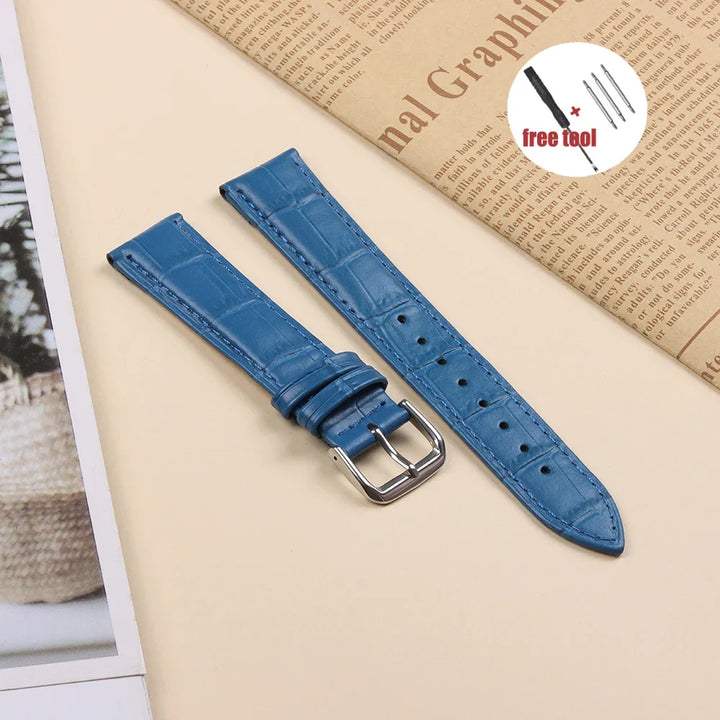 Watch Band Crocodile Pattern Leather Strap 16mm 18mm 20mm 22mm 23mm 24mm Women Mens Replacement Universal Bracelet