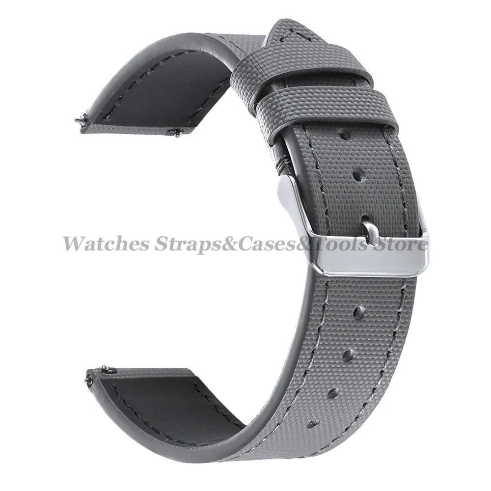 20mm 22mm Sailcloth Nylon Watchband for Samsung Galaxy Watch8/7/6/5 Watch Men Women Quick Release Leather Waterproof Watch Strap