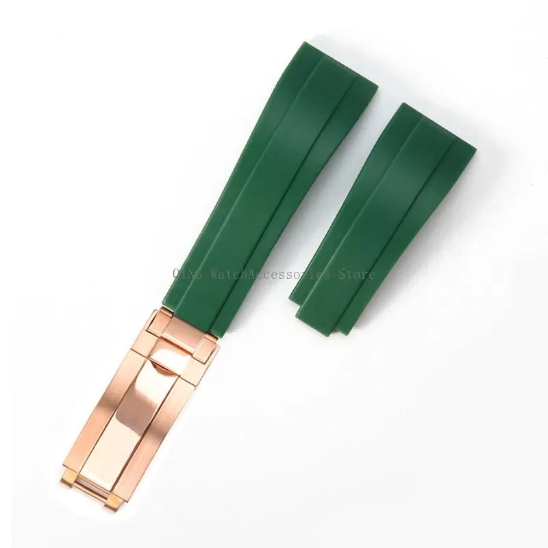 Rubber Silicone Watch Strap for Rolex Oysterflex – 20mm, Folding Buckle