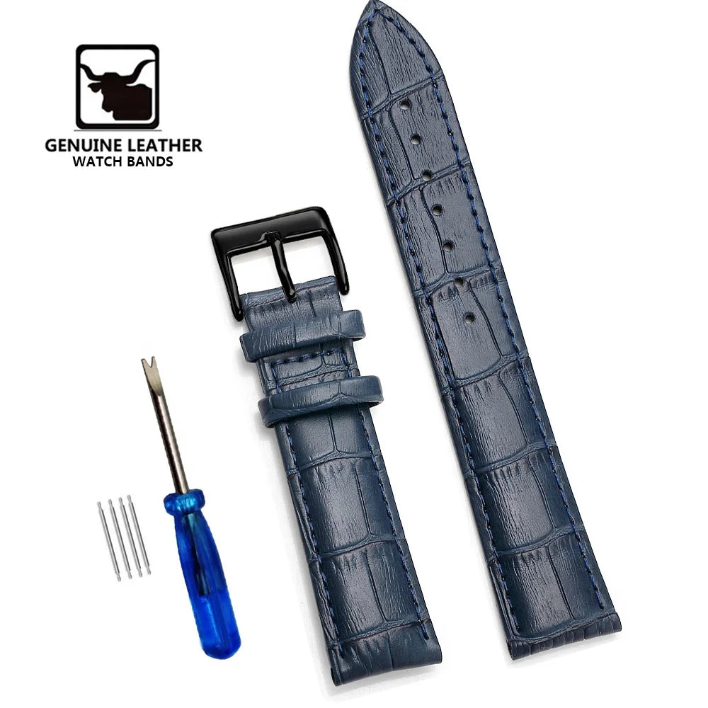 Premium Genuine Leather Watch Strap 12–24mm (With Tool)