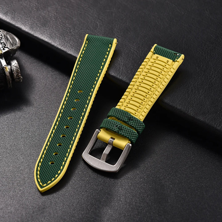 For Longine Seiko Water Ghost Hamilton Series Nylon FKM Rubber Bottom Watch Strap 18-20-22-24mm Strap Soft Waterproof Wrist Band