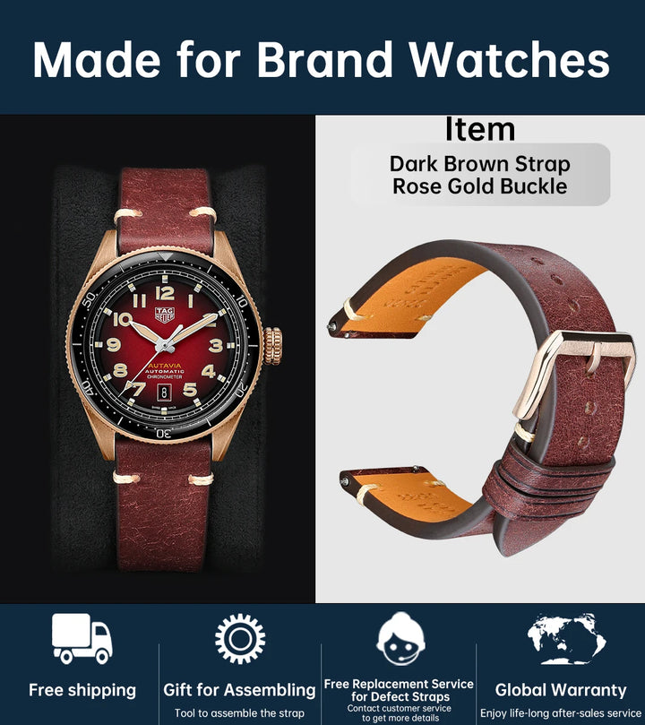 Luxury Quick Release Watchband Accessories For OMEGA Breitling Oris Bracelet Handmade Italian Pueblo Cow Leather Watch Strap