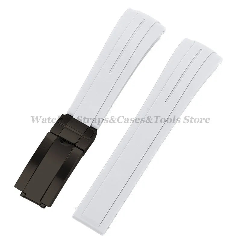 Curved Rubber Watch Strap for Rolex Daytona/Submariner – 20–22mm, Silicone