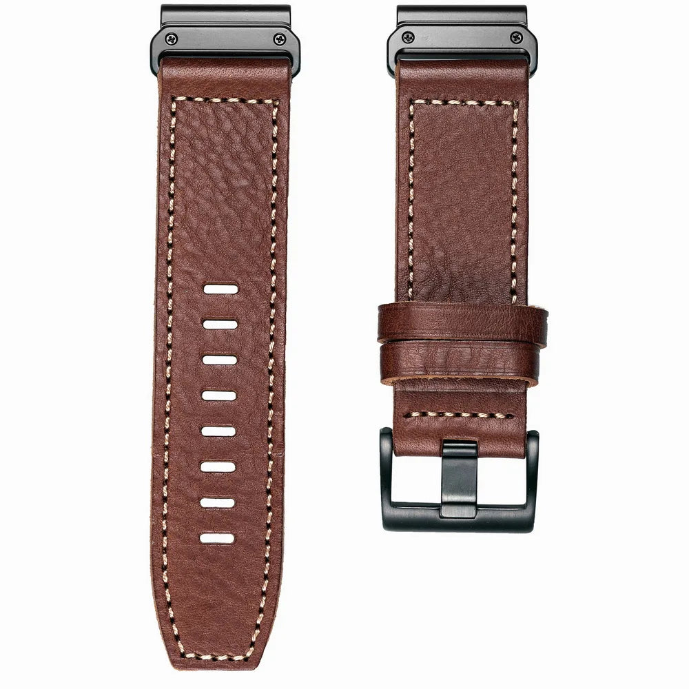HEMSUT Leather Watch Band for Garmin Fenix, Forerunner & More
