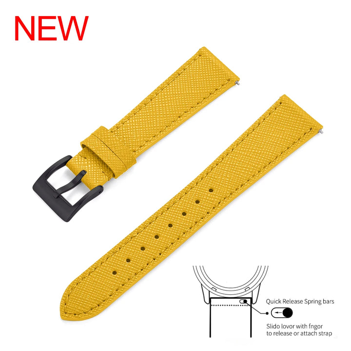 Premium Grade Quick Release Vintage Stitched Leather Watch Strap Saffiano Leather Watchbands 18mm 19mm 20mm 21mm 22mm 23mm 24mm