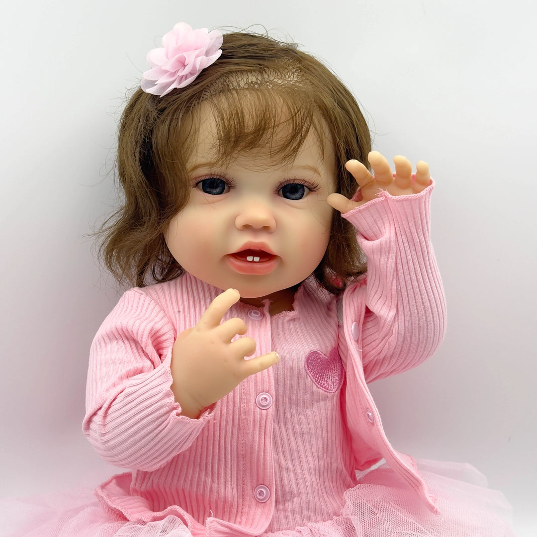 Lottie 22 Inch Princess Girl Full Body Reborn Baby Toddler Doll Lifelike Newborn 3D Skin Art Doll with Hand-Rooted Hair