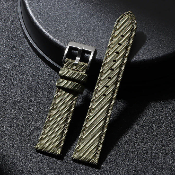 Nylon & Leather Hybrid Watch Strap (20/22mm, Quick Release)