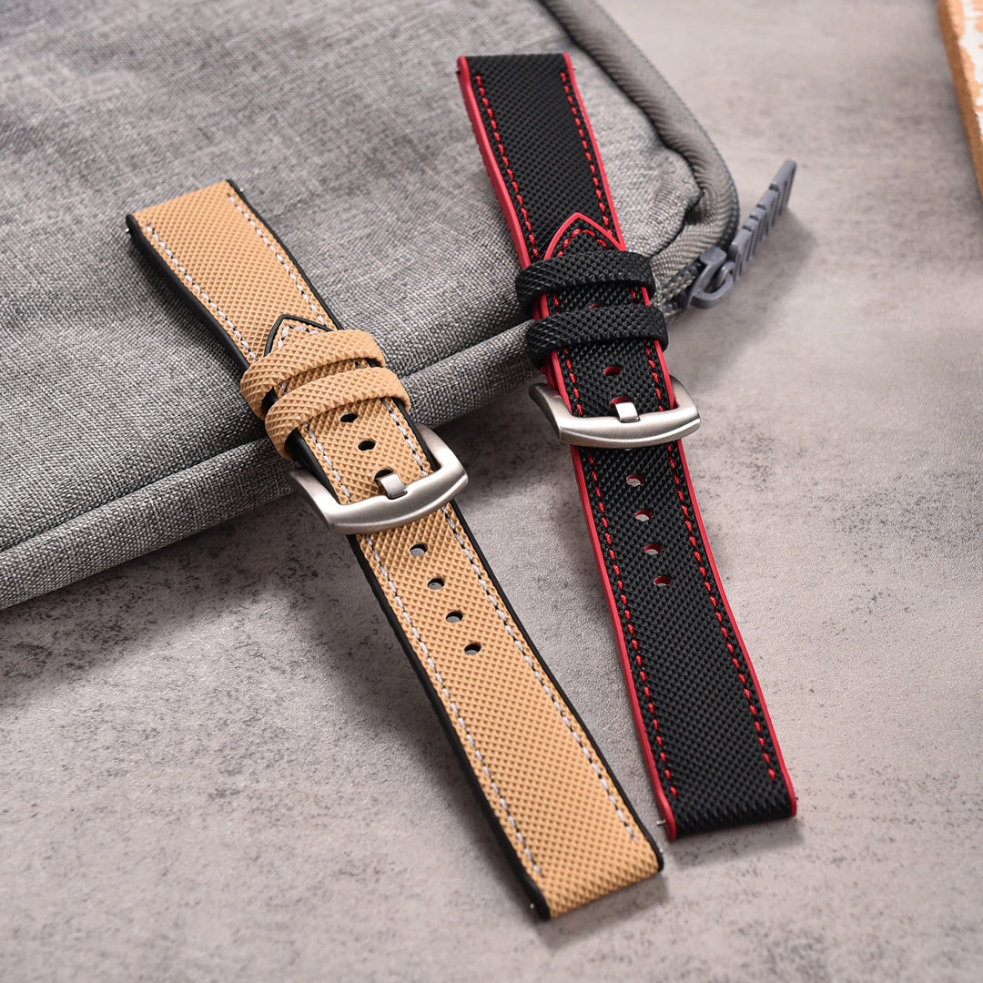 18/20/22/24mm Universal FKM Rubber Strap Waterproof Quick Release Sailcloth Leatehr Watch Band For Longines Seiko Omega IWC Belt