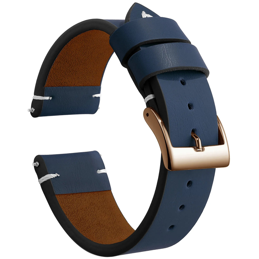 Sport Vintage Leather Watch Band 18–22mm with Stainless Steel Buckle
