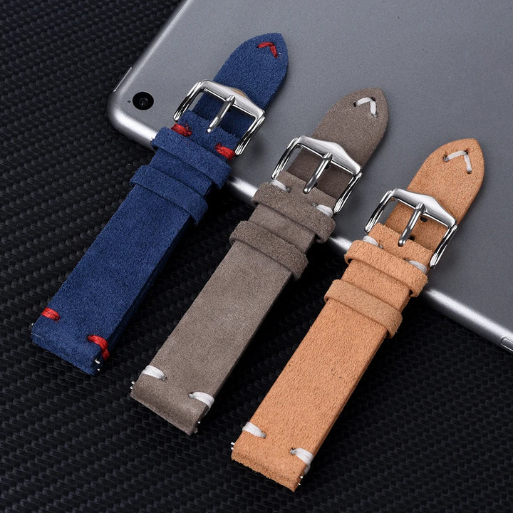 Vintage Suede Leather Watch Strap – 20-22mm Quick Release