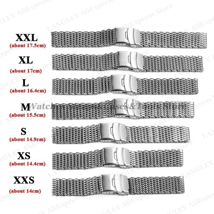 Shark Mesh Steel Watch Strap – 18–24mm for Seiko & Omega, Sport/Diving