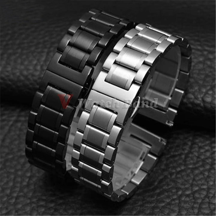 Curved End Stainless Steel Watch Strap – 12-24mm with Butterfly Clasp for Tissot