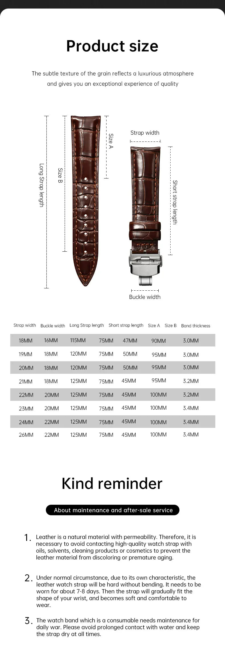 Maikes Top Quality Leather Watch Strap 20mm 22mm Accessories Watchbands Braceletes For Longines Jaeger-LeCoultre Watch Band