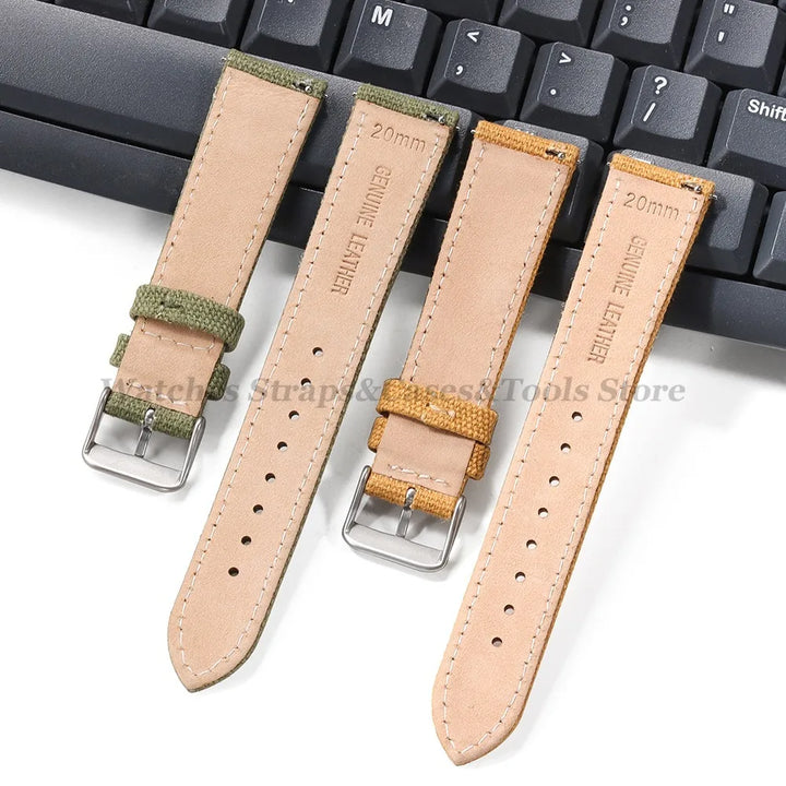 Canvas Band Leather Watchband 20mm for Army Military Quick Release Universal Replacement for Omega Sport Nylon Men Watch Straps
