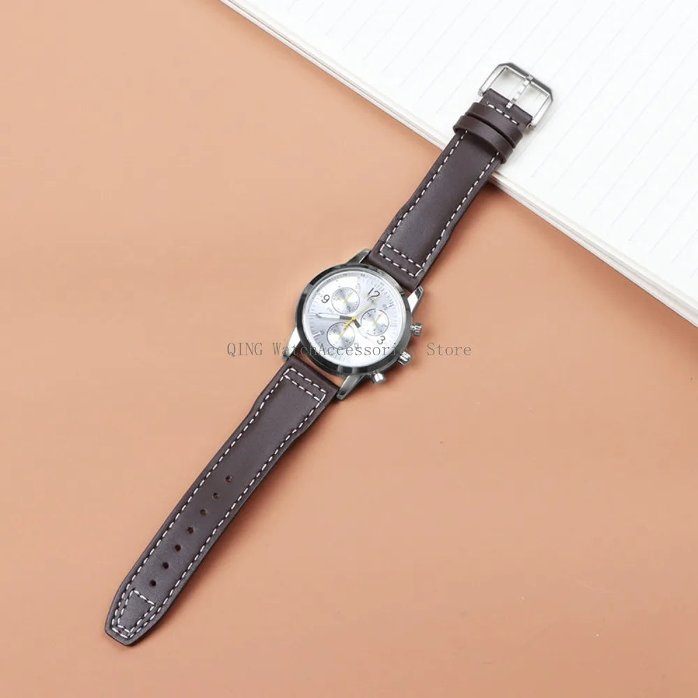 Genuine Cowhide Leather Strap for IWC Pilot – 20/21/22mm, Folding Buckle