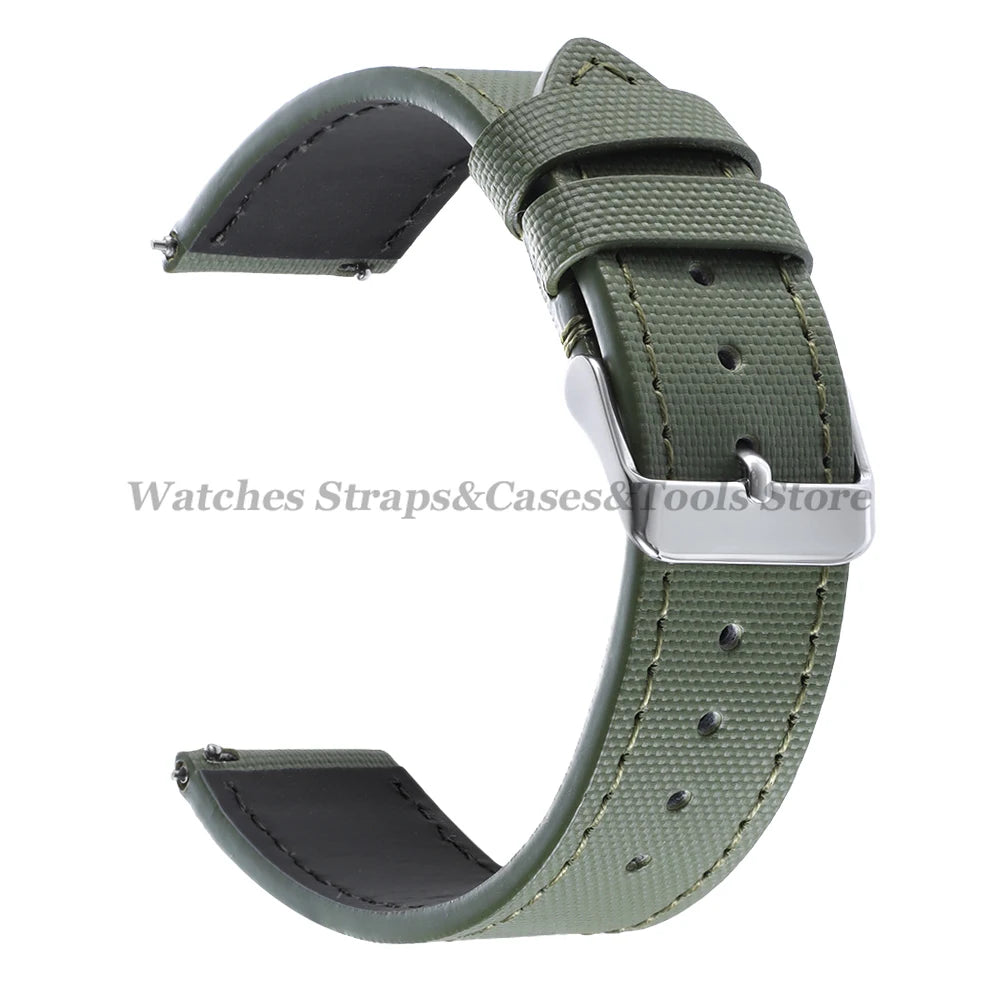 20mm 22mm Sailcloth Nylon Watchband for Samsung Galaxy Watch8/7/6/5 Watch Men Women Quick Release Leather Waterproof Watch Strap