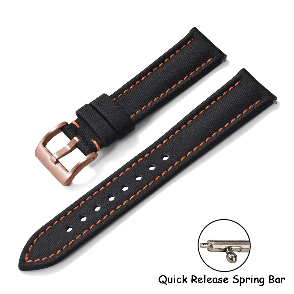 Universal Sailcloth Watch Band 18mm 20mm22mm Sailcloth Leather Strap Qucik Release Bracelet Accessories for Omega for Seiko Belt