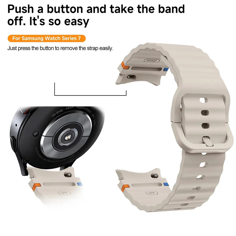 Silicone Samsung Galaxy Watch Band 40–47mm for Series 4–7 & Classic/Pro
