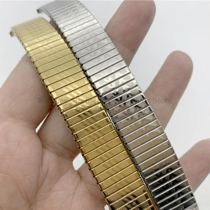 Stainless Steel Elastic Stretch Watch Strap – 12–20mm, Expansion Band