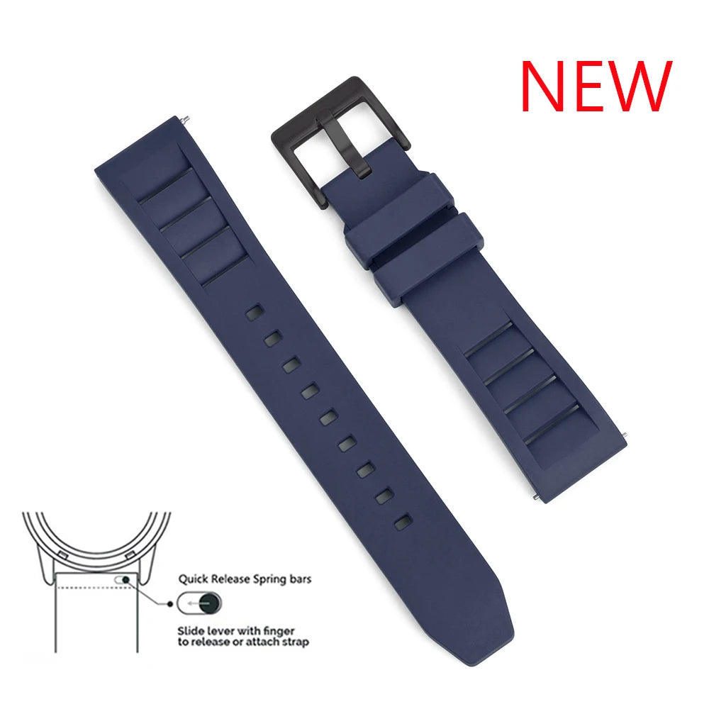 Premium Grade Fluoro Rubber Watch Strap 20mm 22mm For New FKM Watch Bands Diving Bracelet Quick Release Wrist Belt Accessories