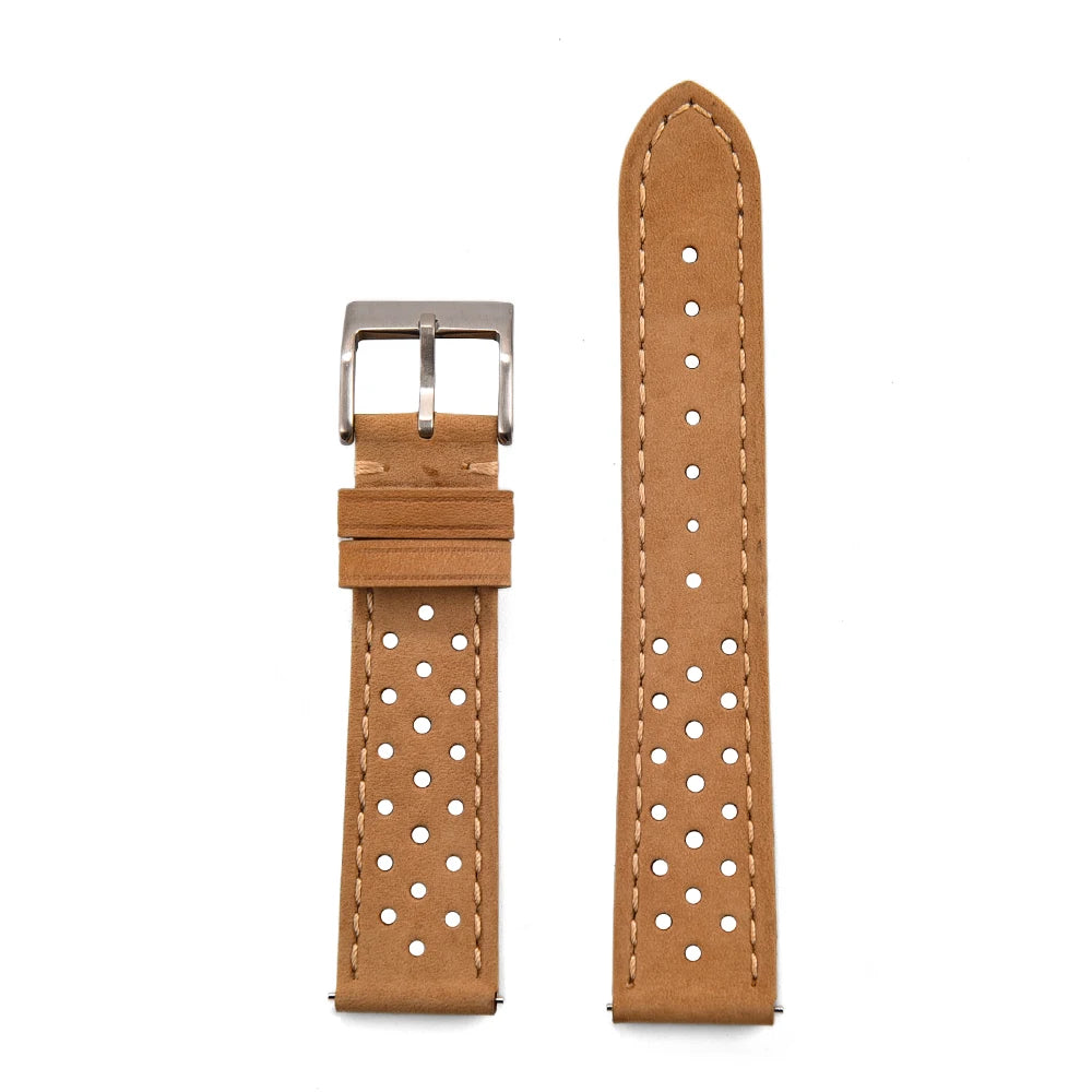 Vintage Racing Leather Watch Strap 18–22mm Quick Release for Omega